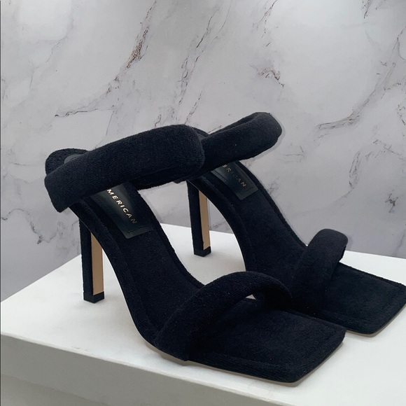 Good American Black Heeled Sandals